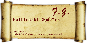 Foltinszki Györk névjegykártya
